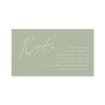 Whimsical Sage QR codes Baby Shower Enclosure Card