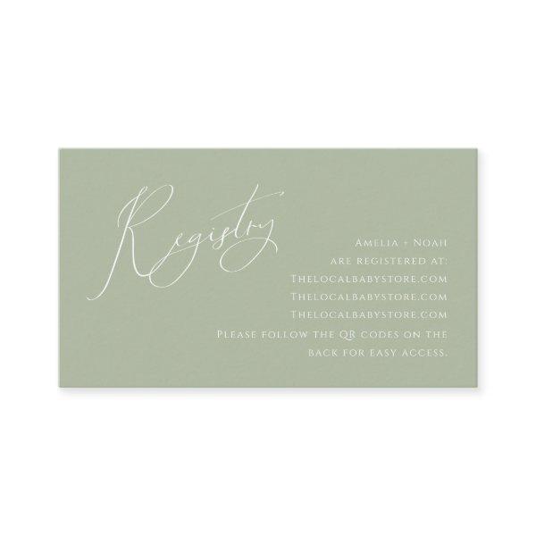 Whimsical Sage QR codes Baby Shower Enclosure Card
