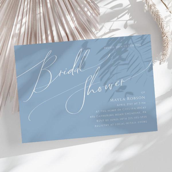 Whimsical Script | Blue Horizontal Bridal Shower