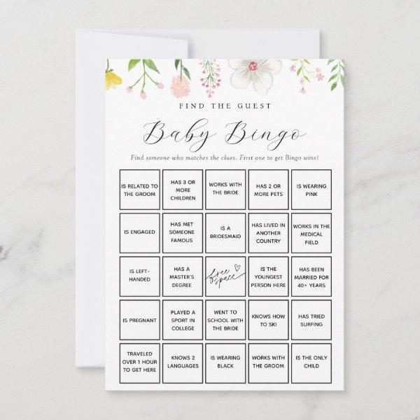 Whimsical Tea Find the Guest Baby Bingo Game Card