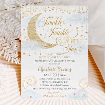 Whimsical Twinkle Little Star Blue Baby Shower