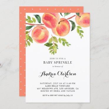 Whimsical Watercolor Peaches Summer Baby Sprinkle