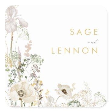 Whimsical Wildflower Meadow Wedding Envelope Seals