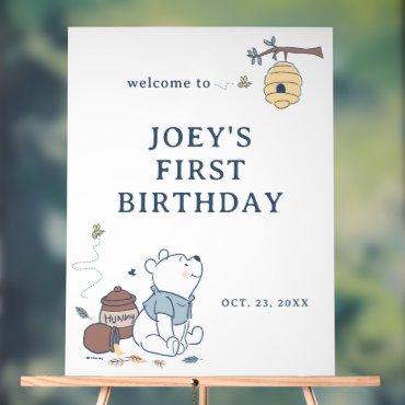 Whimsical Winnie The Pooh 1st Birthday Welcome Acrylic Sign