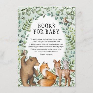 Whimsical Woodland Greenery Forest Books for Baby Enclosure Card