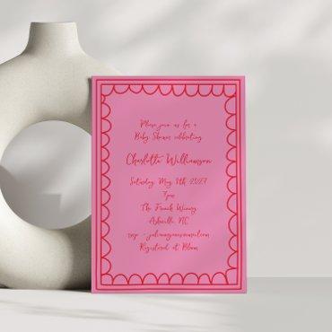 Whimsy Script Pink Red Doodle Border