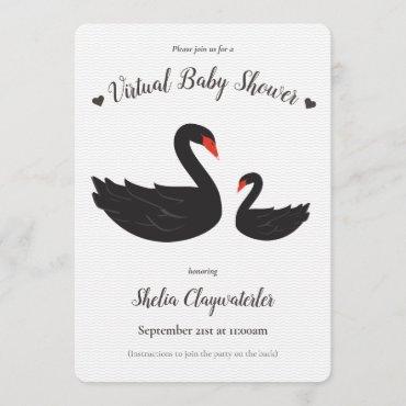 White Black Swan Bird Heart Virtual