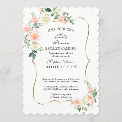 White Blush Flowers Invitación de Baby Shower Invitation
