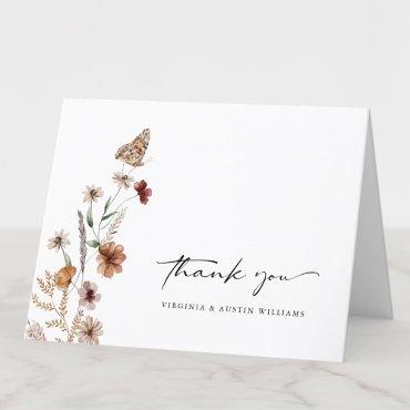 White Boho Wedding Thank You Card