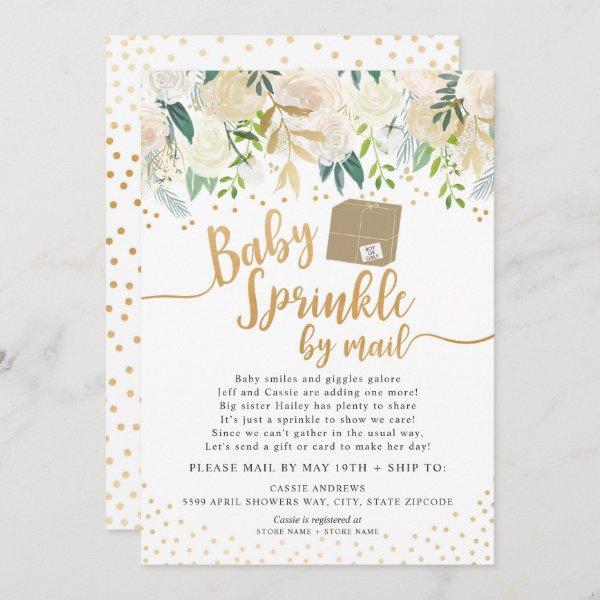 White Floral Baby Sprinkle by mail