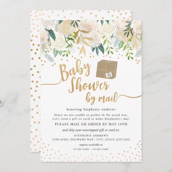 White Gold Floral Baby Shower by mail
