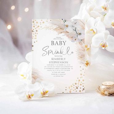 White Orchids Pampas Grass Baby Shower Sprinkle