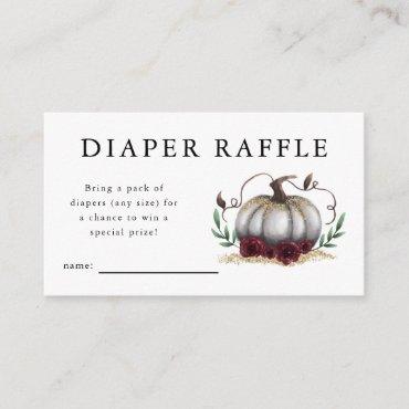 White Pumpkin Baby Shower Diaper Raffle Ticket Enclosure Card