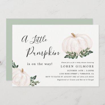 White Pumpkin Fall Baby Shower Invitation