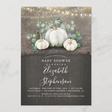 White Pumpkins Rustic Country Fall