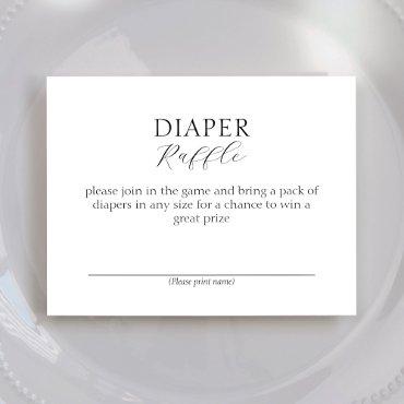 White Simple Minimalist Baby Shower Diaper Raffle Enclosure Card