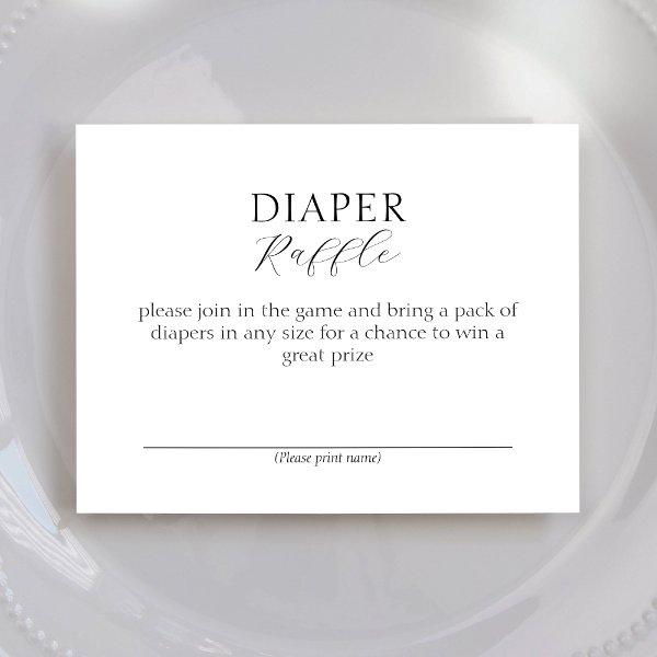 White Simple Minimalist Baby Shower Diaper Raffle Enclosure Card