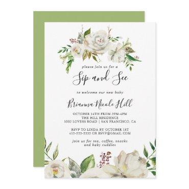 White Winter Peony Floral Sip and See
