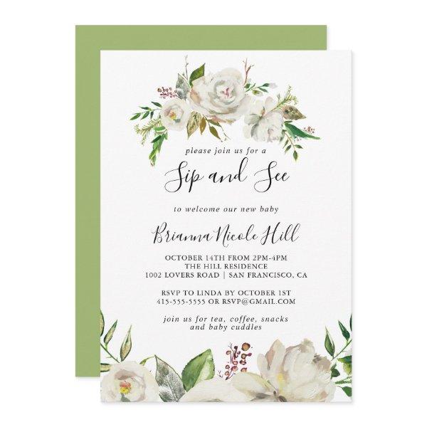 White Winter Peony Floral Sip and See