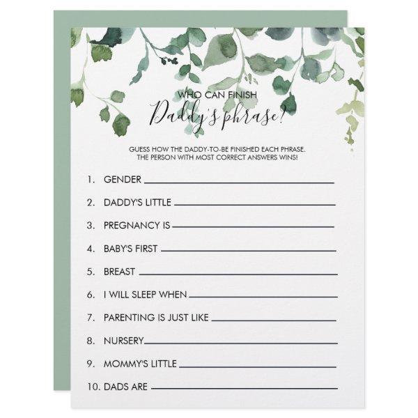 Who can Finish Daddy's Phrase Baby Shower Game