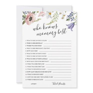 Who Knows Mommy Best Baby Shower Game Card