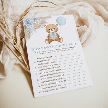 Who Knows Mommy Best Baby Shower Game Card