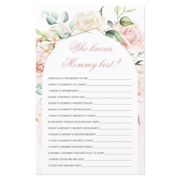 Who knows Mommy best Blush Baby Shower Game