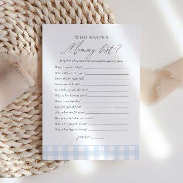 Who Knows Mommy Best Gingham Boy Baby Shower Game