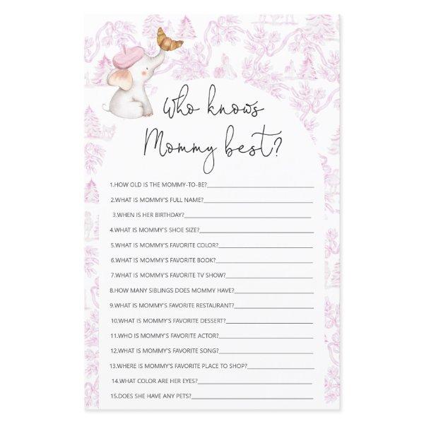 Who knows Mommy best Toile Baby Shower Game