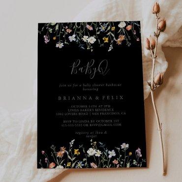 Wild Floral Black BabyQ Baby Shower Barbecue