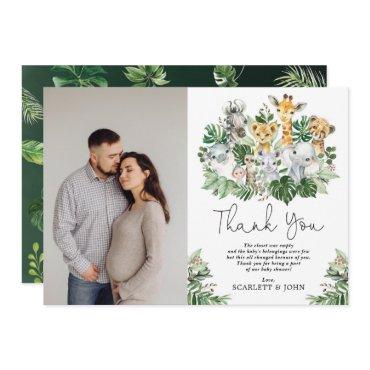 Wild Jungle Safari Animals Tropical Baby Shower Thank You Card