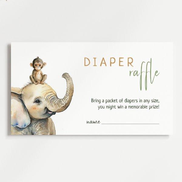 Wild Jungle Safari Baby Shower Diaper Raffle Enclosure Card