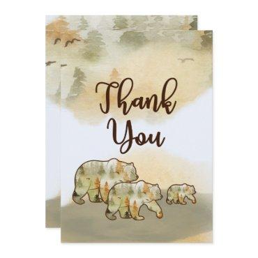 Wild One Bears Woodland Baby Shower Thank You