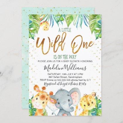 Wild One Safari Jungle Baby Shower invitation