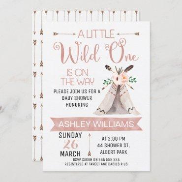 Wild One Watercolor Baby Shower Invitation