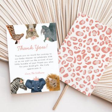 Wild Safari Animals Girl Baby Shower Thank You Card