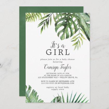 Wild Tropical It's A Girl Baby Shower Invitation
