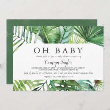 Wild Tropical Palm Horizontal Oh Baby Baby Shower Invitation