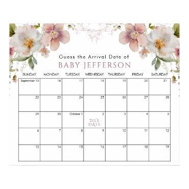 Wildfloral Baby Shower Guess Due Date Calendar Pos Poster