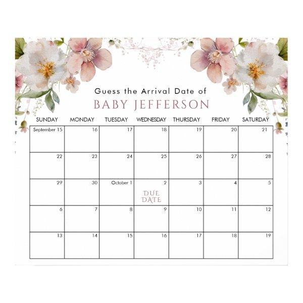 Wildfloral Baby Shower Guess Due Date Calendar Pos Poster