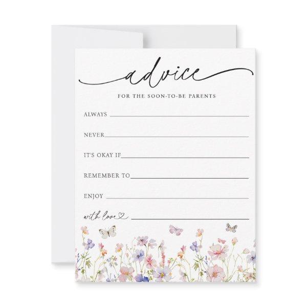 Wildflower and Butterflies Baby Advice Card