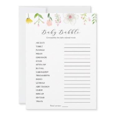 Wildflower Baby Babble Scramble Game Card