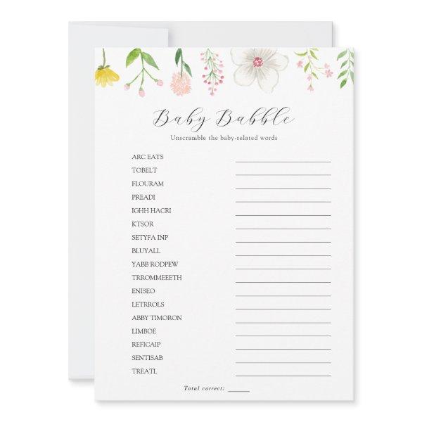 Wildflower Baby Babble Scramble Game Card