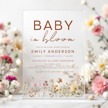 Wildflower Baby in Bloom Baby Shower Terracotta Acrylic