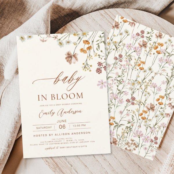 Wildflower Baby in Bloom Baby Shower Terracotta