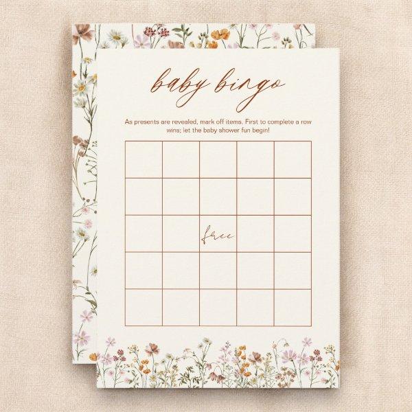Wildflower Baby Shower Bingo Boho Garden Game