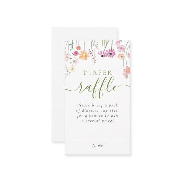 Wildflower Baby Shower Diaper Raffle Ticket Enclosure Card