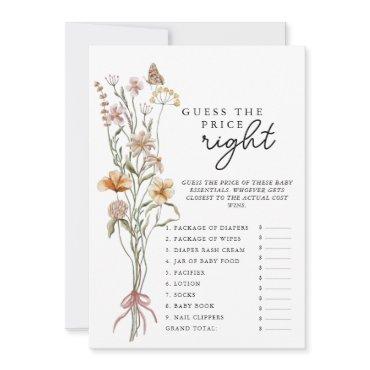 Wildflower Baby Shower Game Guess The Price Card