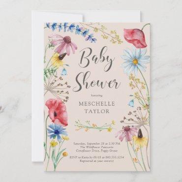 Wildflower Baby Shower Rustic Country Floral Invitation