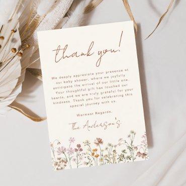 Wildflower Baby Shower Terracotta Thank You Card Flyer